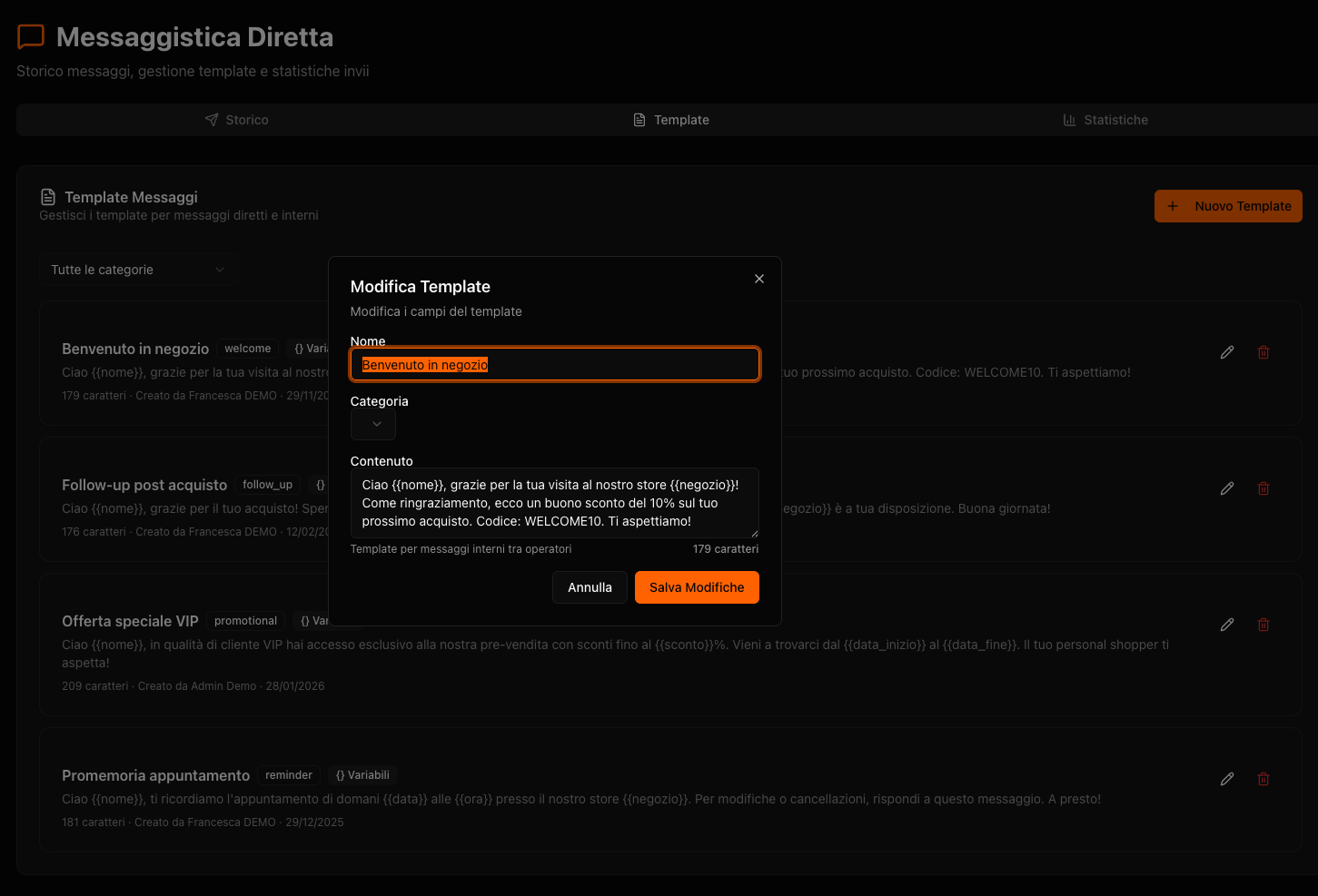 Libreria template organizzata per categoria