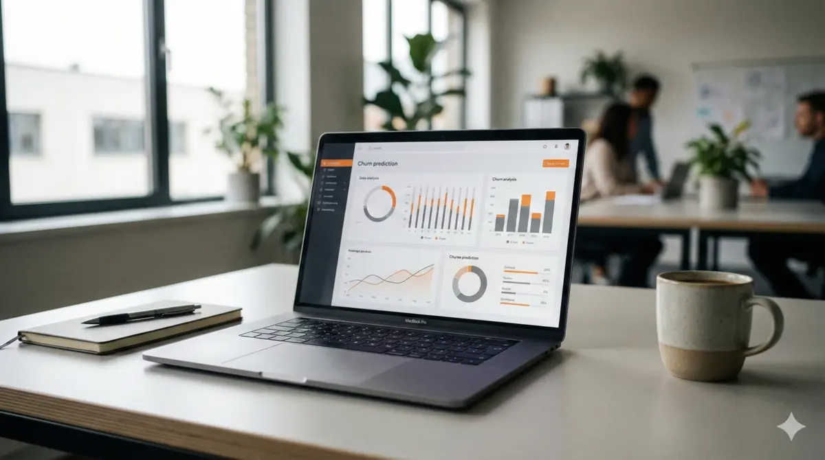 Algoritmo di churn prediction che identifica clienti a rischio abbandono